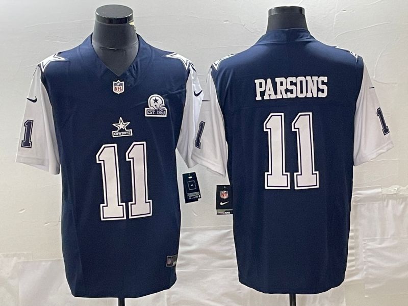 Men Dallas Cowboys #11 Parsons Blue Nike Vapor Limited 2023 NFL Jersey